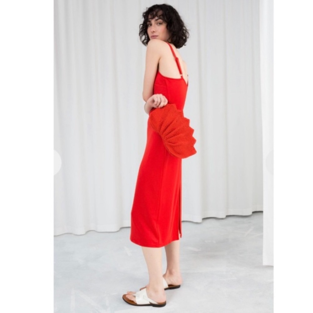 & Other Stories Red Knit Midi Dress 2